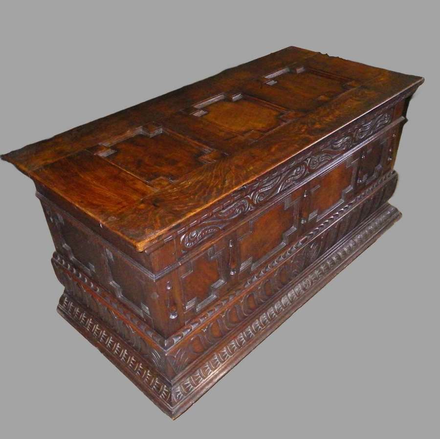19th Century Carved Oak Coffer