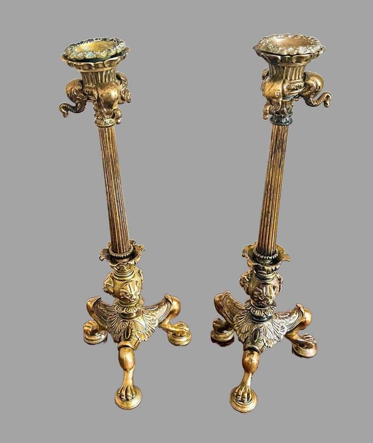Late Regency Candlesticks with Claw Feet & Elephant Heads