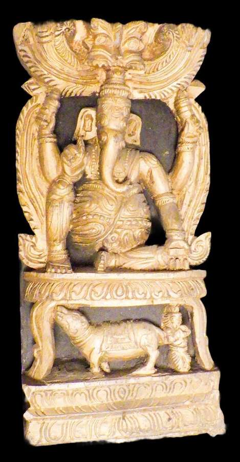 20th Century Temple Wooden Carving featuring Ganesha