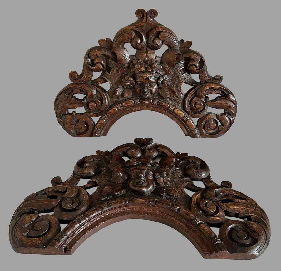A Pair of Oak Pagan Carved Panels Circa 1880