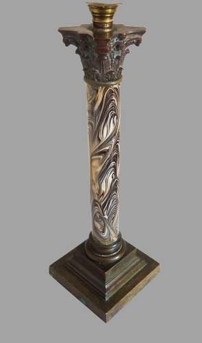 Art Nouveau Tall Column Oil Lamp
