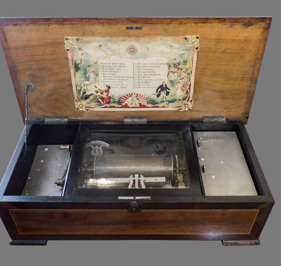 A large Swiss &lsquo;sublime harmony&rsquo; cylinder music box, circa 1890.
