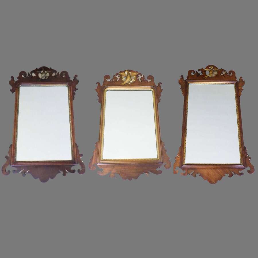 Georgian: Set of three graduated Fretwork Mirrors after Chippendale