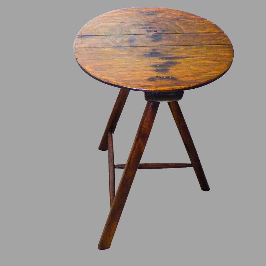 19th Century Primitive Oak Cricket Table