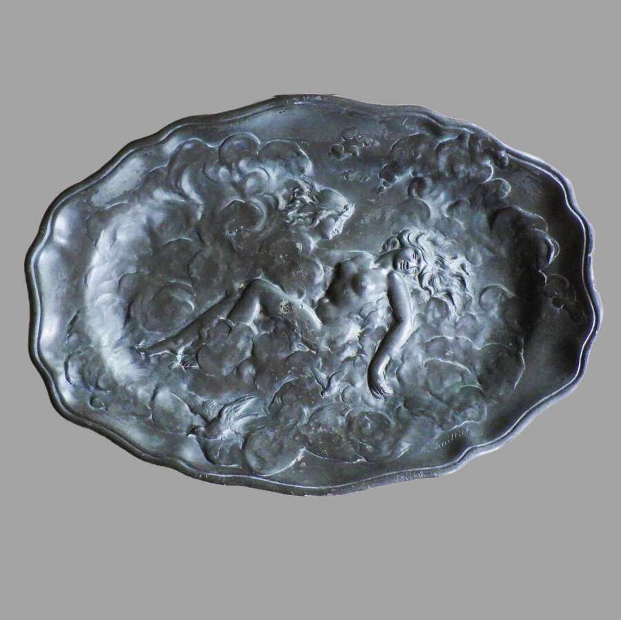 C1900 Emile Phillipe Scailliet Art Nouveau Pewter Wall Plaque