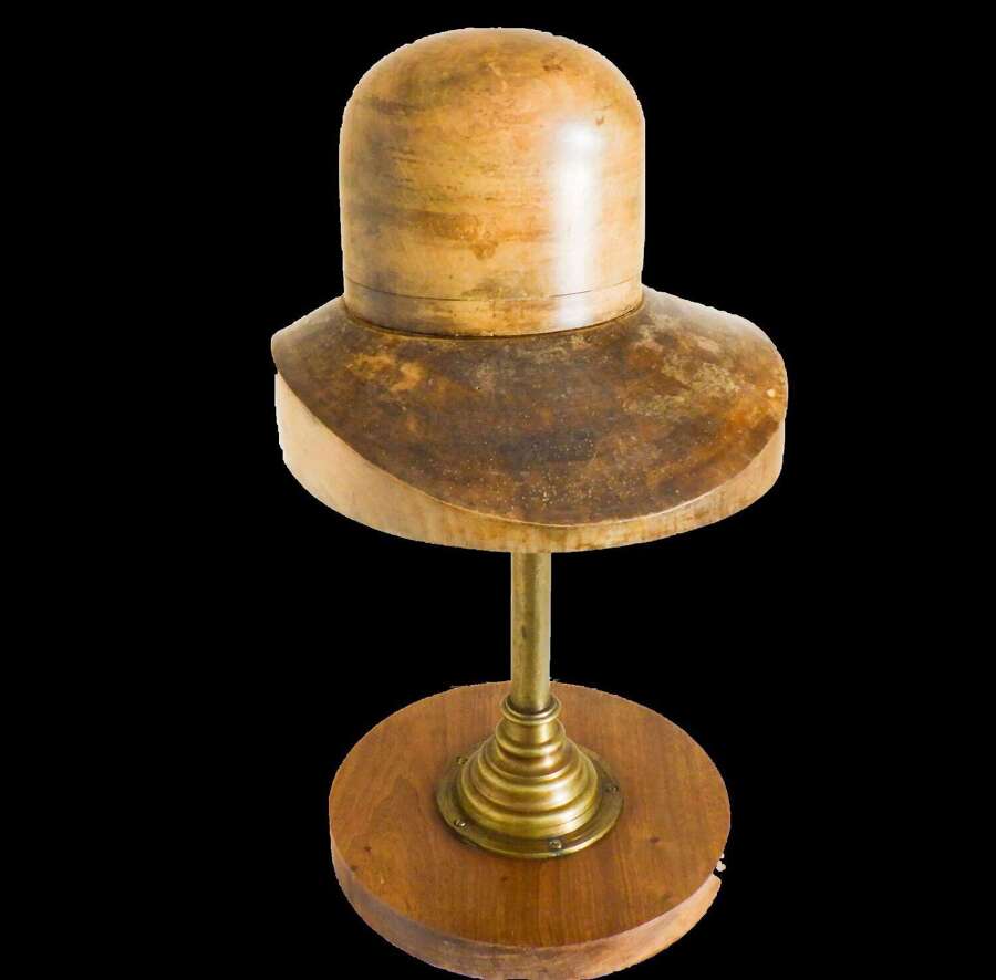 French Millinery Large Antique Hat Block on Telescopic Stand