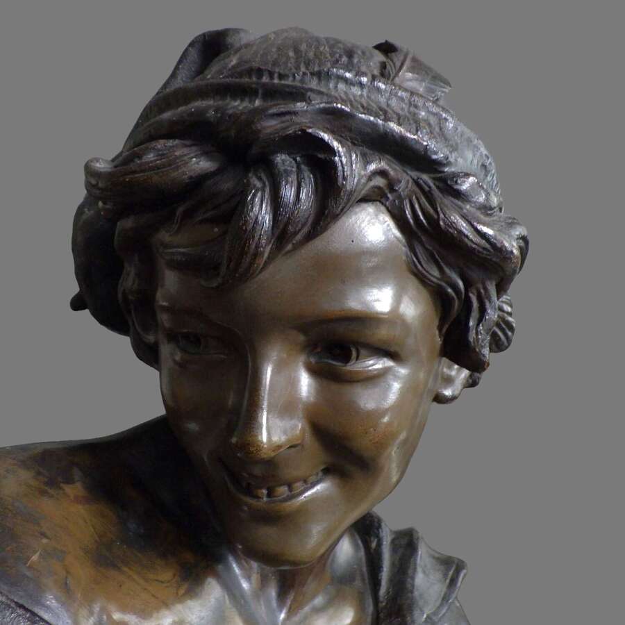 C1920 Cold Painted Terracotta Bust Titled Neapolitan Fisher Boy