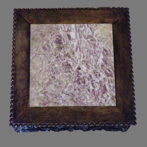 Early 20th Century Oriental Carved Hardwood Table with Rose Marble Top