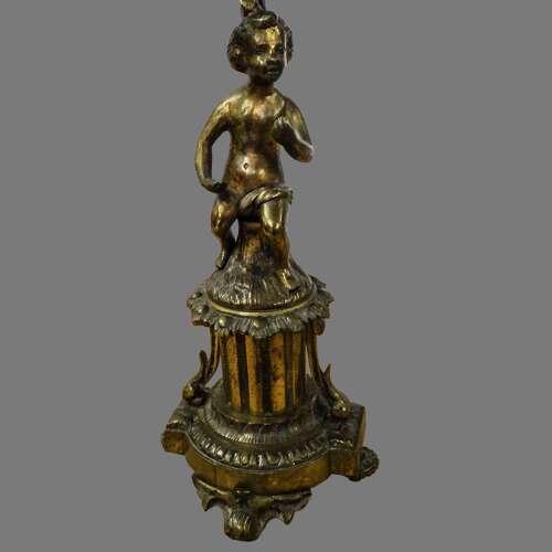 A Pair of Brass Figural Lamps paired with Laura Ashley Shades